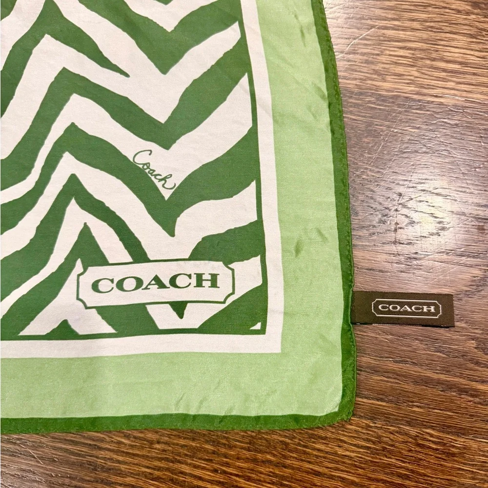 Coach Green & White Zebra Scarf